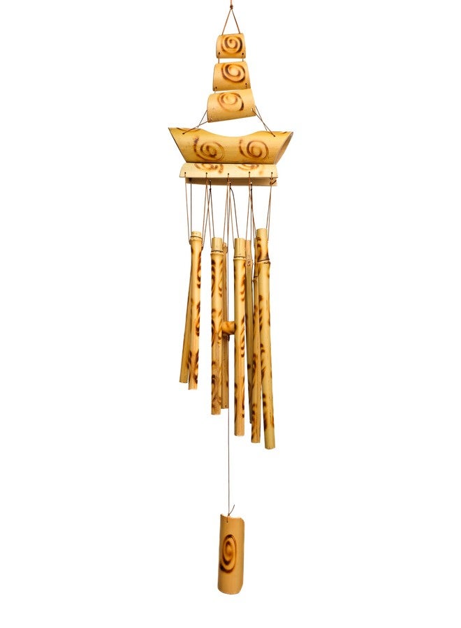 Plus Value Bamboo Wooden Wind Chimes for Home Decor, Balcony, Outdoor, Garden 8 Pipes, 26 Inches (66 cm) Positive Energy Vastu Feng Shui Windchime - Image 3